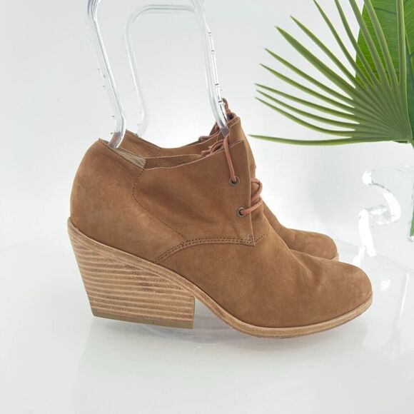 Eileen Fisher Women's Charlie Boot Size 7.5 Block Heel Lace Up Brown Leather - Picture 2 of 12